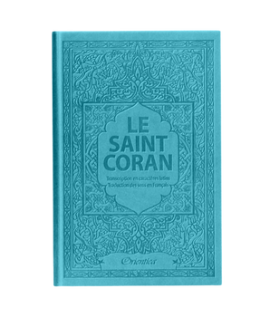 Le Saint Coran - Trancsription phonétique (de l'arabe)et Traduction des sens en Français Edition de luxe (couverture Cuir bleue)