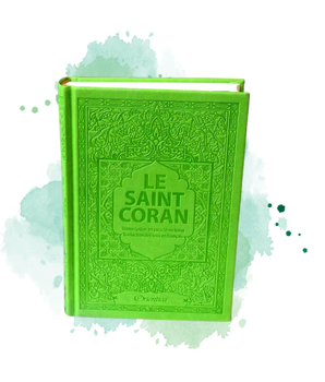 Le Saint Coran - Transcription phonétique (de l'arabe) et Traduction des sens en français - Edition de luxe (Couverture Cuir Vert clair)