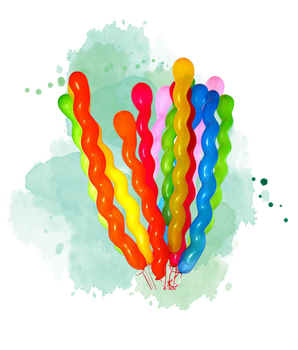 Pack de 10 ballons multicolores sous forme de spirales (spécial fêtes)