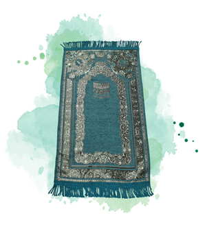 Tapis de prière pour enfant musulman décoré avec parties brillantes - Couleur bleu