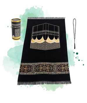 Coffret Cadeau Musulman pour la Prière et les invocations : Tapis et chapelet Noir